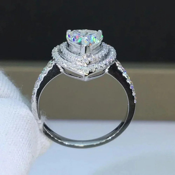 🎁Bling Heart CZ Gemstone Full Filled Thin Lovely Fashion Heart UNVN12151 - Picture 6 of 6